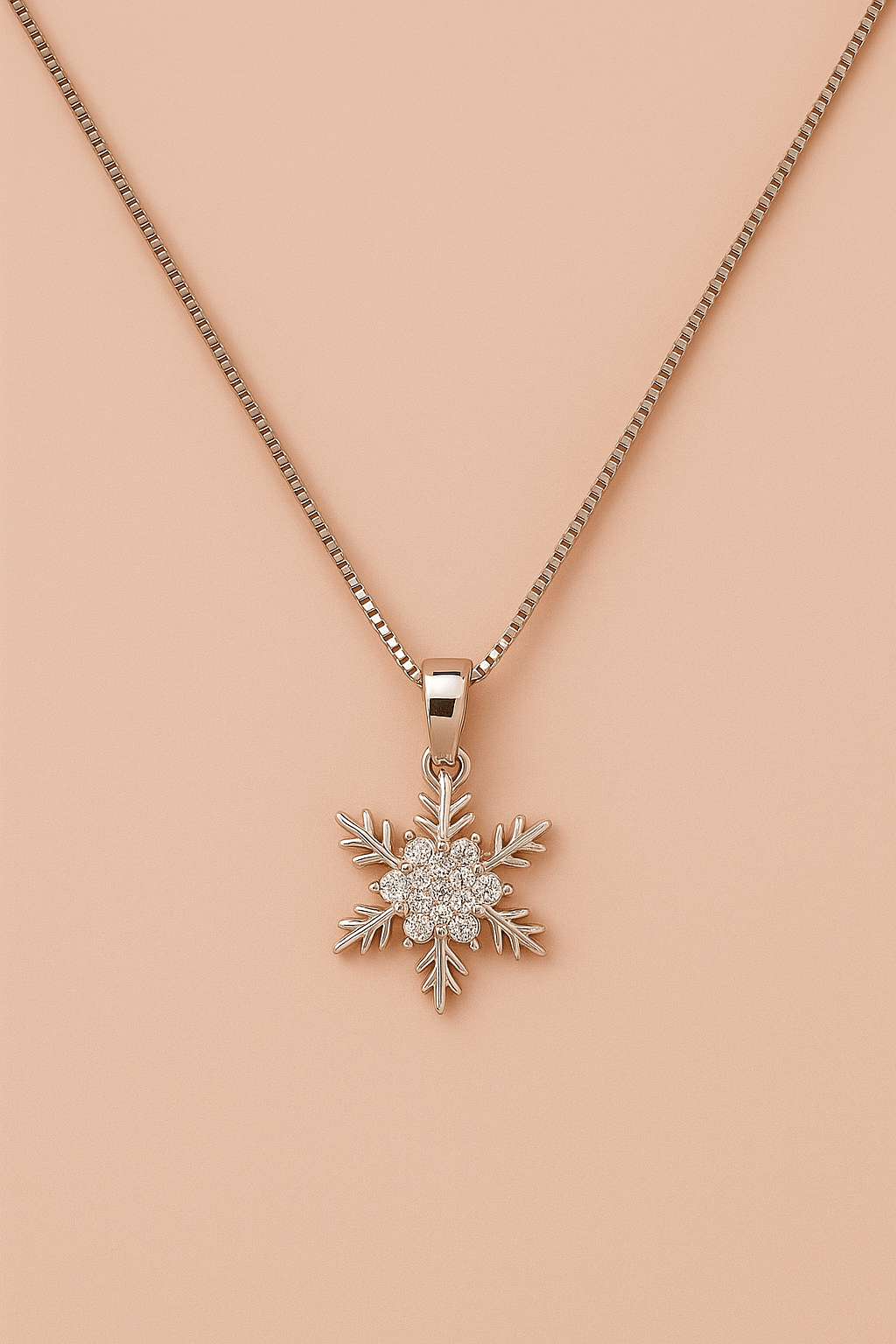 Halskette Snow Crystal – 925er Sterlingsilber Kette mit Kristall - Schneeflocken - Anhänger - VIDINLIS