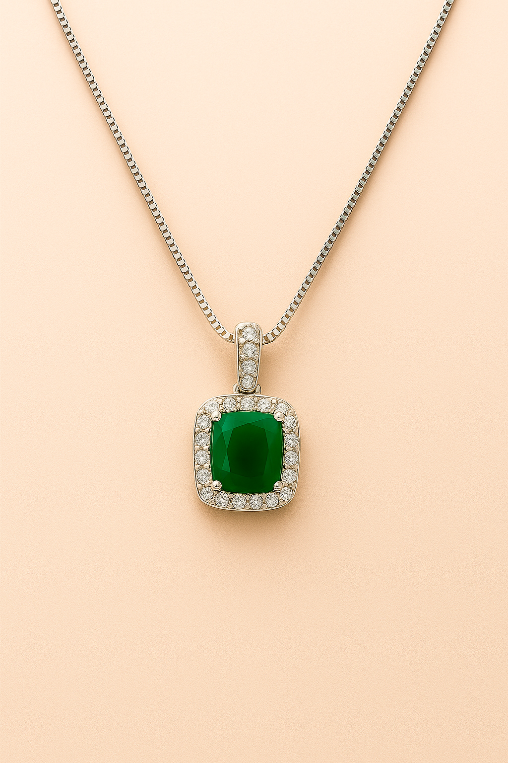 Halskette à la Titanic – 925er Sterlingsilber Kette mit grünem Schmuckstein