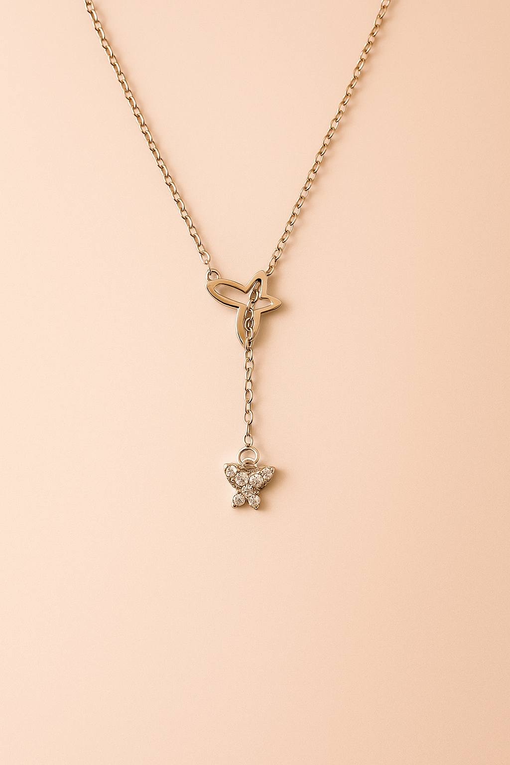 Halskette Double Butterfly – 925er Sterlingsilber Kette mit doppeltem Schmetterlings-Anhänger