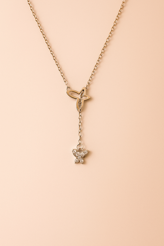 Halskette Double Butterfly – 925er Sterlingsilber Kette mit doppeltem Schmetterlings-Anhänger