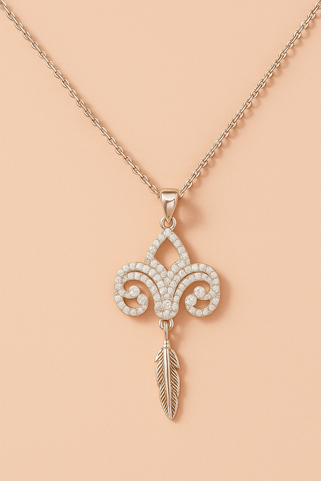 Halskette Fleur-de-Lys – 925er Sterlingsilber Kette mit funkelndem Anhänger